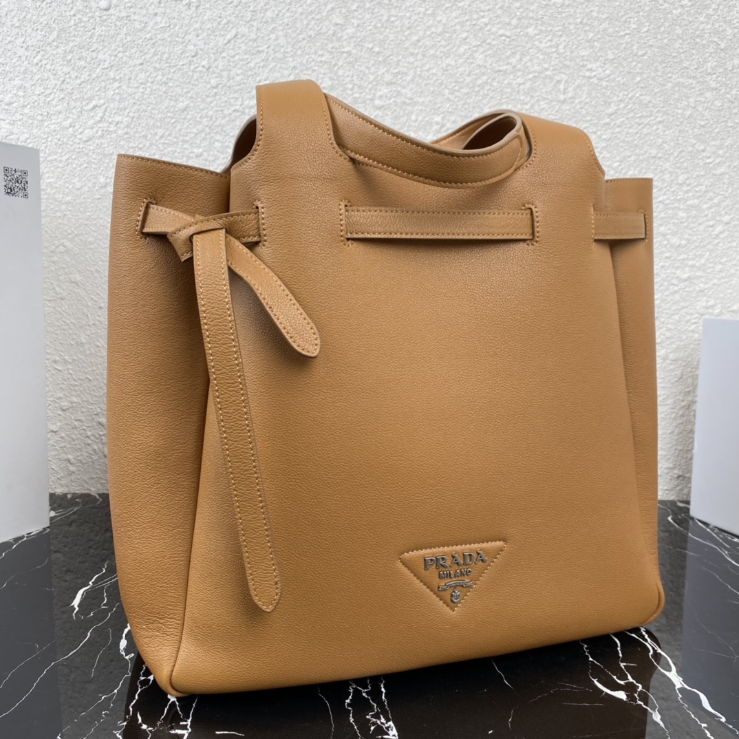 Prada Leather Shoulder Bag Handbag Camel Brown 1BG339